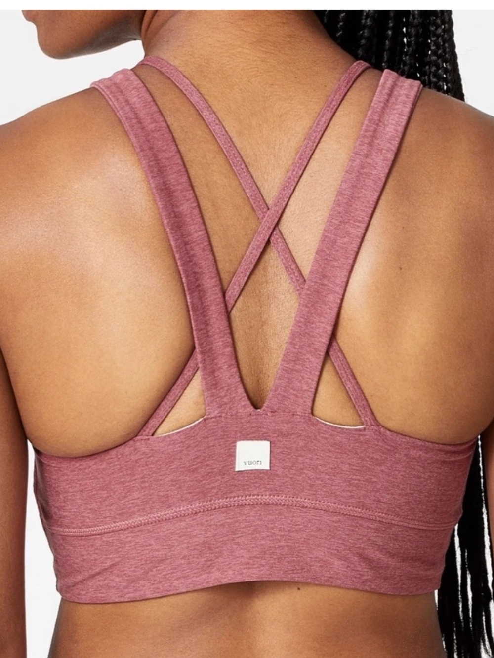 Vuori Elevation Soft brown Pink Strappy back Sports Bra